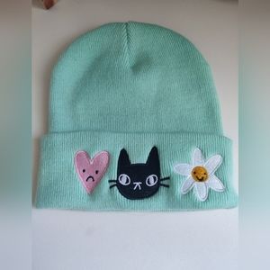 Embroidered cat beanie